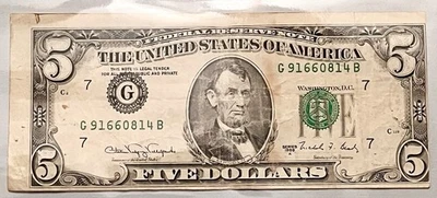 1988 $5 OFF CENTER Misprint Miss Cut Overlap HIGH ‘7s’ SEALS & SERIAL Error 🔥 - Image 1 of 4