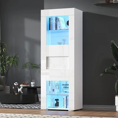 Hochglanz Glas Vitrine Standvitrine Schrank Highboard mit LED Licht 60*40*170cm - Bild 1 von 4