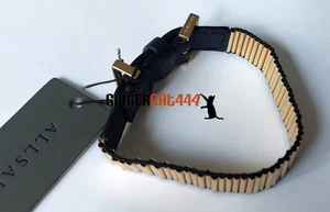 Bracciale AllSaints Darcy in pelle di mucca con perline e costine oro nero - Foto 1 di 6