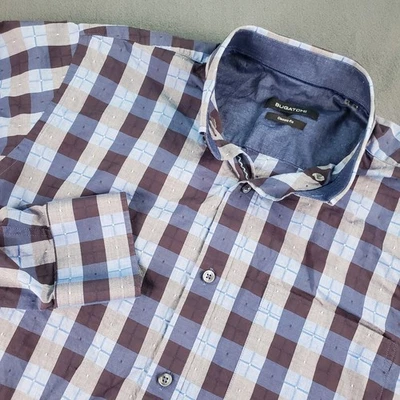 Bugatchi Classic Fit Men's Plaid Button Down Shirt Blue Medium - Image 1 of 4