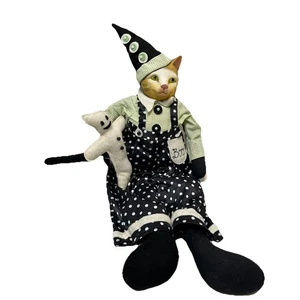 Vintage Regal Sitter Plüsch Porzellan Kätzchen Katze Boo mit Geist Halloween Dekor 20 Zoll - Bild 1 von 6
