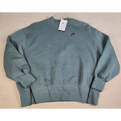 Nike Sportswear TECH Fleece Women's Oversized Crewneck FV8041-338 Green Medium - Image 1 of 4
