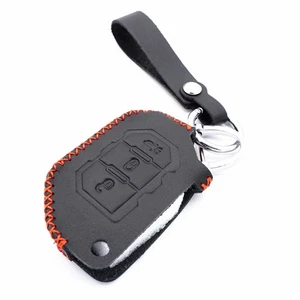 Black Leather 3 Buttons Flip Key Fob Cover for Jeep Wrangler JL JT JLU Gladiator - Picture 1 of 5