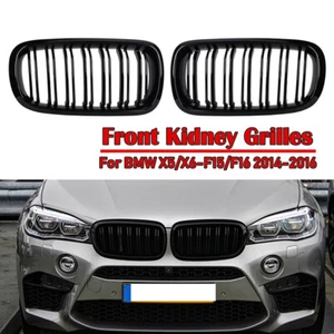 For BMW F15 F16 X5 X6 X5M 14-18 Gloss Black Dual Slats Front Kidney Grille Grill - Picture 1 of 8