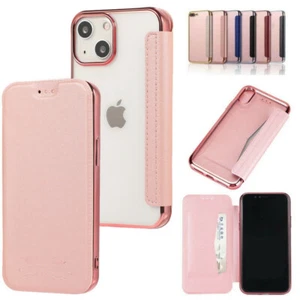 Flip Wallet Card Case Clear Cover For iPhone 16 15 14 Pro Max 13 12 11 XR 8 Plus - Picture 1 of 23
