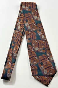 Polo Ralph Lauren Silk Tie Luggage Travel Trunk NY Woven Vintage Green 58x3.75 - Picture 1 of 6