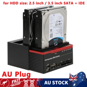 2.5 3.5" For SATA IDE Hard Disk Drive HDD Docking Station Clone USB Card Reader - Picture 1 of 12