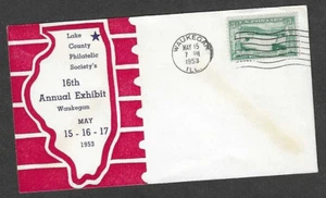 Cubierta de EE. UU. 1953 - LA SOCIEDAD FILATÉLICA DEL CONDADO DE LA LAGO - Cds WAUKEGAN, ILL. - Imagen 1 de 1