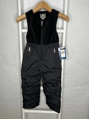 Baberos de esquí de nieve Sierra blancos niños 4 pantalones impermeables negros aislados de vellón Foto 1 de 4