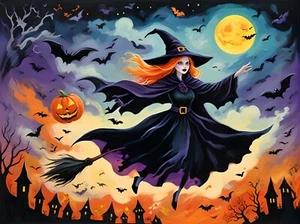 Halloween # 89 - T Shirt Iron On Transfer - Ghost, Pumpkin, Witch - Picture 1 of 1