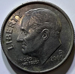 2000 D Roosevelt Dime - Full Bands Extremely Fine (EF) Condition - Picture 1 of 8