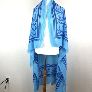 Illusions By Cole Vintage Made in Italy Women's LG Scarf 54"X 54" Blue on Blue - Picture 1 of 11