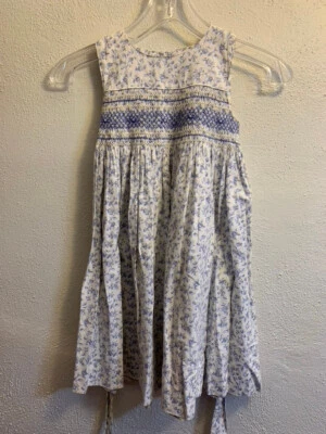 Strasburg Sleeveless Summer Dress Size 4 Smocked Embroidered Cotton Floral - Image 1 of 4