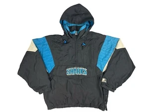 VTG Starter San Jose Sharks Pullover Bomber Jacket Men's L NHL Black Hooded 90s - Picture 1 of 12