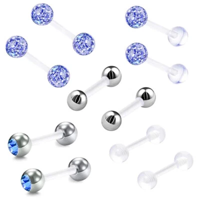 10X Multistyle Ball Acrylic Bar Ear Barbell Cartilage Tragus Helix Stud Piercing Foto 1 de 4