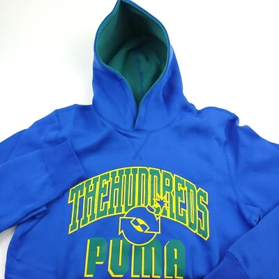 PUMA x The Hundreds Reversible Pullover Hoodie Mens Large Blue Organic Cotton  - Image 1 of 4