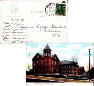 Pennsylvania Bangor 1908 Ziffernduplex PPC (Öffentliche Schulen, Bangor, Pennsylvania) Einige - Bild 1 von 1