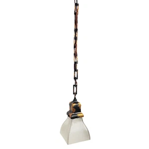 Mission Arts Crafts Pendant Ceiling Hanging Light Fixture Pull Chain - Picture 1 of 15