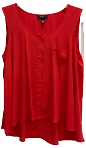 Blusa con botones Style & Co talla XL naranja brillante sin mangas F37 - Imagen 1 de 6