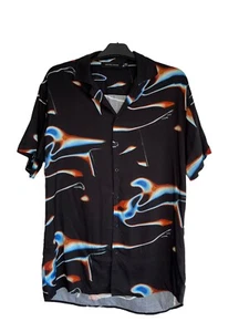 CRIMINAL DAMAGE Short Sleeve Mens Shirt Black Size M Medium 20" Abstract Pattern - Picture 1 of 7