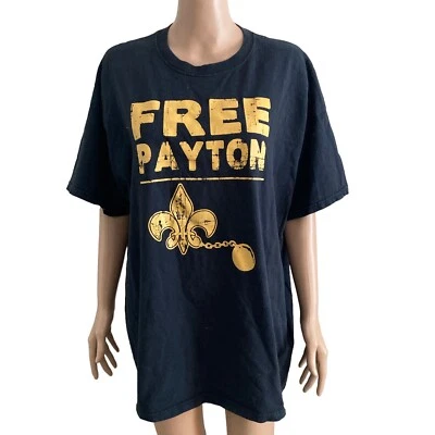 Camiseta masculina Free Payton 2XL ouro preto futebol americano NFL New Orleans Saints - Imagem 1 de 4