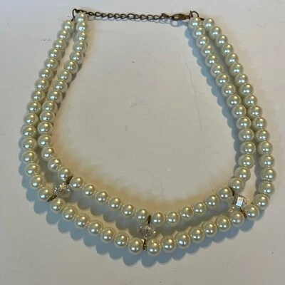 Collar de perlas tres hilos perlas de imitación detalles de cristal bisutería Foto 1 de 4