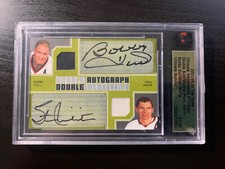 05-06 IN THE GAME ULTIMATE BOBBY HULL STAN MIKITA DOUBLE AUTO PATCH SILVER /34
