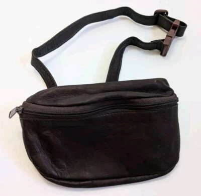 Винтажный из натуральной кожи коричневый Fanny Pack регулируемый ремень богемное фестиваль хиппи - Изображение 1 из 4