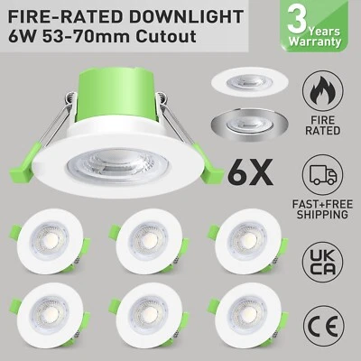 Fire Rated | IP65 Bathroom LED Flush Ceiling Spot Lights Down lights Modern UK - Image 1 of 4