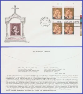 USA5 #2578 U/A ARTMASTER FDC PB4 Christmas Madonna and Child - Bild 1 von 1