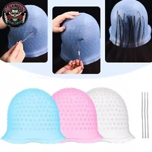 With Hook Hair Coloring Highlighting Cap Silicone Dye Hat Caps - Picture 1 of 15