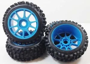 4 pz 1/8 pneumatici fuoristrada per auto buggy grande blocco blu punta incollati 17 mm esagono - Foto 1 di 1