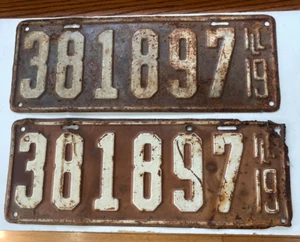 Illinois 1919 License Plates (Matching set) - Imagen 1 de 2
