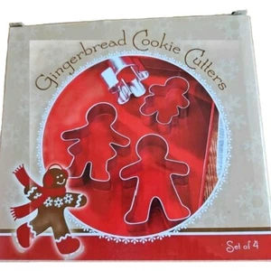 Gingerbread Family Metal Cookie Cutters New in Box Great American Set Of Four - Picture 1 of 11
