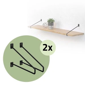 4x Soportes de estante de acero negro 265 x 180 mm para balda o repisa de pared - Imagen 1 de 9