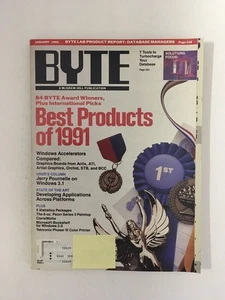 BYTE Magazine JAN 1992 Back Issue COMPUTER Magazine - The Best Products of 1991 - Picture 1 of 3
