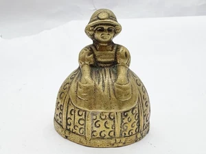 ANTIQUE BRASS LADY BELL FIGURINE IN BONNET VICTORIAN STYLE DECOR ORNAMENT - Foto 1 di 6