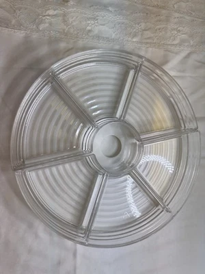 Lazy Susan Picnic Divided Serving Tray with 6 Compartments & Hole For Umbrella - Image 1 of 3