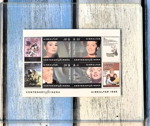 UK - GIBRALTA 1995 - Hollywood Stars - Souvenir Block of 4 Mint Stamp Sheet - Bild 1 von 3