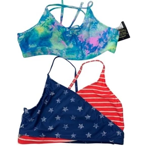 2 New Art Class Girls XXL 16/18 USA Pastel Swirl Bikini Swim Suit Tops ONLY - Picture 1 of 3