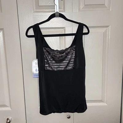 Prendas moldeadoras Heavenly Secrets para mujer negras sin mangas de spandex estilo encaje 6812 talla 4x Foto 1 de 4