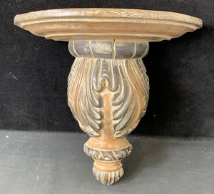 Ornate Wooden Wall Shelf Sconce, Carved Detail, Rustic Finish, 12 inch - #1008 - Picture 1 of 7