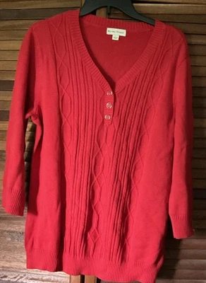 Suéter Studio Works manga tres cuartos cuello en V óxido/rojo color talla grande Foto 1 de 2