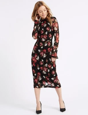 M&S Collection Mesh Floral Dress Size 20 - Image 1 of 4