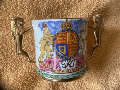 Paragon King George VI  1937 Coronation Deluxe Square Cut Loving Cup - Image 1 of 4