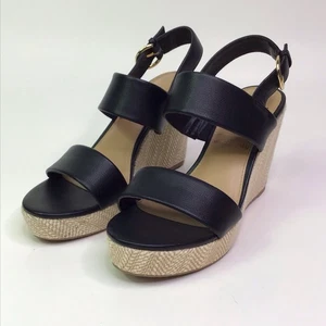 LC Lauren Conrad Wileen 2 Wedge Black High Heel Sandal Size 7 M - Picture 1 of 10