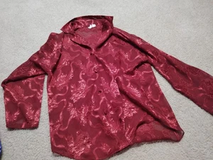 VTG 90s Victoria’s Secret Gold Label Sheer Red Floral Holiday Blouse XS Runs Big - Picture 1 of 6