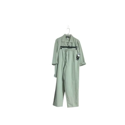 Vtg NWT Requirements 2 Piece Shirt Pants Suit Green Sage Rayon Sz Large - Image 1 of 4