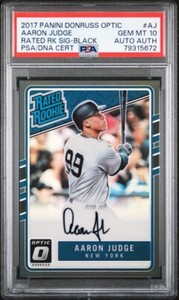 AARON JUDGE 2017 DONRUSS OPTIC BLACK  RATED ROOKIE AUTO /25 PSA 10 GEM MINT SSP