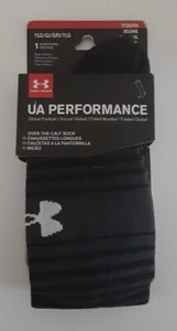 Under Armour 1300034 001 UA Performance Black Gray OTC Socks Sz YLG - 1 Pair - Picture 1 of 9
